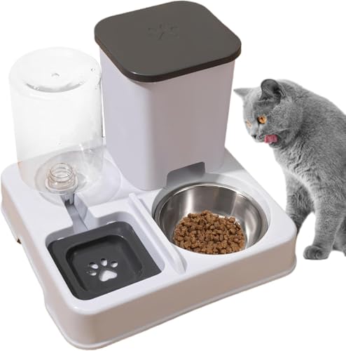 Shixiaodan Automatischer Futterspender für Haustiere, Katzen- und Hundefutterspender und Wasserspender, 750g Futterspender und 1L Wasserspender 2-in-1 von Shixiaodan