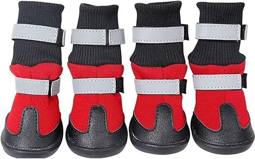 Shixiaodan Hundeschuhe, Hundestiefel, Pfotenschutz, wasserdicht, rutschfest, Schneestiefel, warmer Riemen, reflektierend, verstellbarer Riemen von Shixiaodan