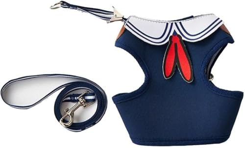 Shixiaodan Katzen- und Hundegurt Zugseil Set Verstellbar Marineblau Halsband Zugseil Set von Shixiaodan