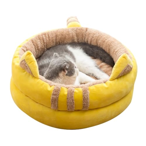 Katzenbett, rundes Haus, kleines Kätzchen, Plüsch-Schlafbett, pelzige Sitzstange, Bettwäsche für Haustiere, Katzen, kleine Hunde, verdicktes Futter von Shntig