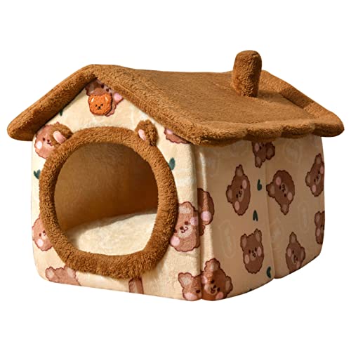 Katzenbett für Indoor-Katzen, kleine Hunde, warmes Bett, Haus, 33 cm, Welpenzelt, Bett, Kätzchenhöhle, faltbar, abnehmbares Kissen von Shntig