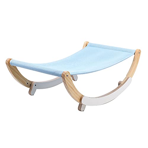 Shntig for Cat Hammock Pet Raised Wood Bed 2 in 1 Cradle for Cat Hanging Bed with Wooden Frame for Indoor Cats Blue/for von Shntig
