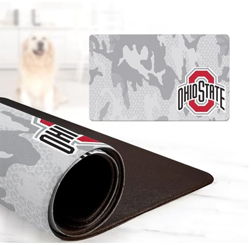 Ohio State Buckeyes Futter- und Wassermatte für Hunde und Katzen, offizielles Lizenzprodukt, 45,7 x 73,7 cm, rutschfest, wasserdicht von ShopInstaPets