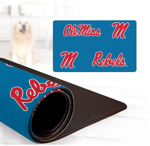 NCAA Offiziell lizenzierte Futter- und Wassermatte für Hunde und Katzen, 45,7 x 73,7 cm, rutschfest, wasserdicht (Ole Miss Rebels) von ShopInstaPets