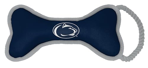 ShopInstaPets NCAA Hundespielzeug in Knochenform, mit Quietscher und Seil, langlebig und lustig für Hunde (Penn State Nittany Lions) von ShopInstaPets