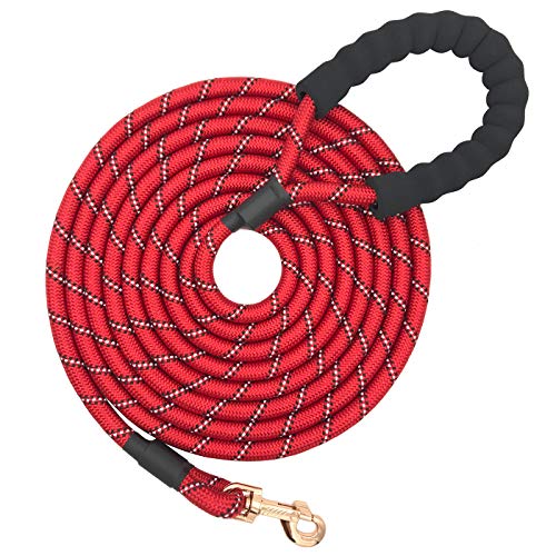 Shorven Robuste Hundeleine aus Nylon, reflektierend, mit weichem Griff, 1,3 cm lang, Rot (Durchmesser: 1,3 cm, 6 m) von Shorven