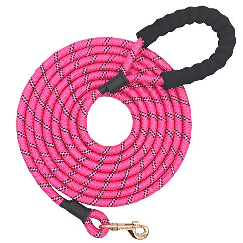 Shorven Robuste Hundeleine aus Nylon, reflektierend, mit weichem Griff, 1,5 - 7 m lang, Rosa (Durchmesser: 1,3 cm, 7,8 m) von Shorven