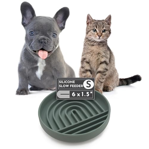 Slow Feeder Hundefutternapf, klein – kleine Rassen Hund, Welpen & Katze Puzzle Feeder – stoppen Sie Schlucken, nehmen Sie es einfach mit diesem ästhetischen Silikon Hund Slow Feeder Schüssel (kleine von Should We Go?