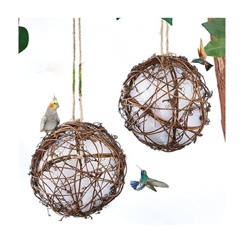 2 STK. handgefertigtes Vogelhäuschen und Vogelhäuschenmaterialien, neuestes hängendes Kolibri-Nistmaterial, DIY-Vogelnistmaterial for Wildvögel, for Vogelliebhaber von Shouma