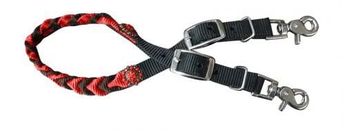 Showman Geflochten Nylon widerristpolster Gurt w/Strass Conchos. New Pferd Tack, Rot von Showman