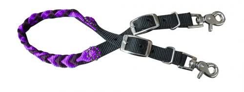 Showman geflochten Nylon widerristpolster Gurt w/Strass Conchos. New Pferd Tack., violett von Showman