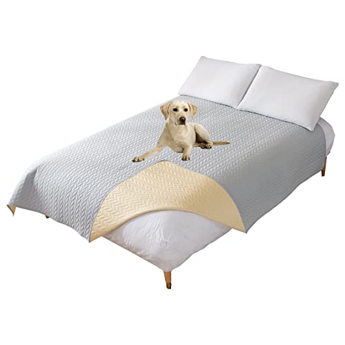 Mingfuxin Wasserdichter Hundebettbezug, waschbar und wendbar, Hundebett, Decken, Couch, Sofa, Möbelschutz für Kinder, Hunde, Katze (213 x 213 cm, Hellgrau) von Mingfuxin