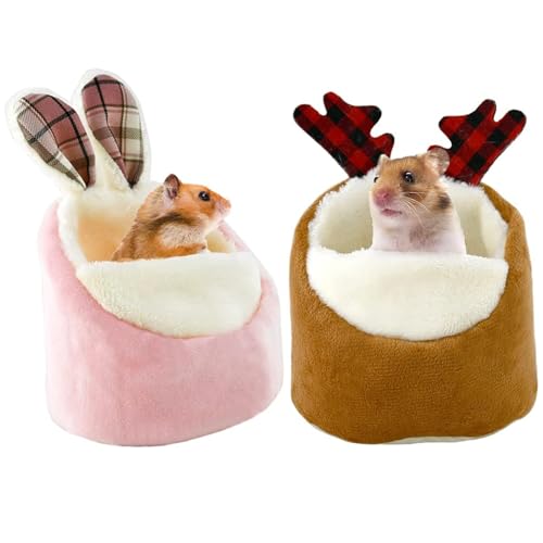 ShuRung Hamster Mini Bett, warme kleine Haustiere Tiere Haus Bettwäsche, gemütliche Nest Käfig Zubehör, leichte Baumwolle Sofa für Zwerghamster 2 PCS von ShuRung