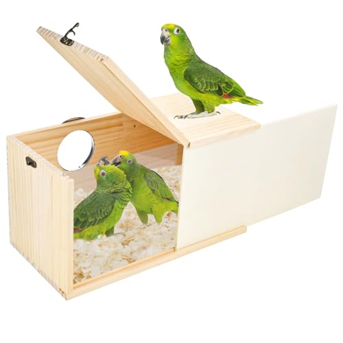 ShuRung Papagei Nistkasten Nymphensittiche Nymphensittiche Vogelbrutkasten Haus Handgefertigte Holz Acryl Transparent Vogelbox mit Abnehmbarem Holzbrett für Sittiche Nymphensittiche Wellensittiche von ShuRung