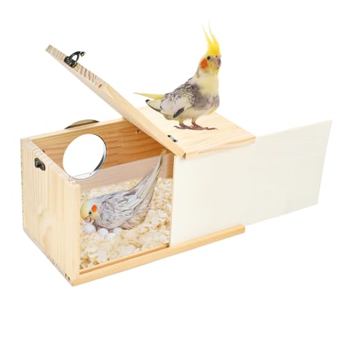 ShuRung Papagei Nistkasten Nymphensittiche Nymphensittiche Vogelbrutkasten Haus Handgefertigte Holz Acryl Transparent Vogelbox mit Abnehmbarem Holzbrett für Sittiche Nymphensittiche Wellensittiche von ShuRung