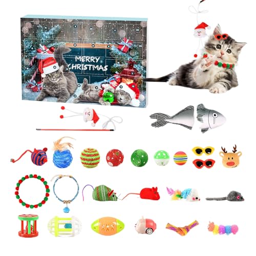 Adventskalender Für Katzen 2023, Katzenspielzeug Weihnachts Adventskalender, 24 Tage Weihnachts Countdown Katze Interaktives Spielzeug, Weihnachten Geschenk Katzenliebhaber Wiederverwendbar von Shuangliao