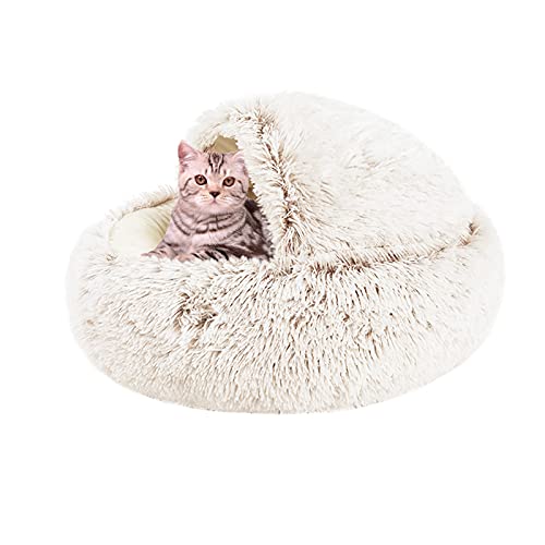 Shujin Katzenhöhle Plüsch Katzenbett 2 in 1 Faltbar Kuschelhöhle Halbgeschlossenes Schlafsack Warm Rund Waschbar Katzenhaus Schlafplatz Bett für Katzen Klein Haustier von Shujin