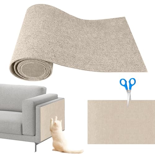 Shujin Kratzmatte Selbstklebend Kratzpads für Katzen,Kletter-Katzenkratzer,DIY Zuschneidbare Katzenkratzmatte,Kratzbretter Katze Wand,Kratzschutz Für Schützt Teppiche Sofa(Khaki,L/40cmx200cm) von Shujin