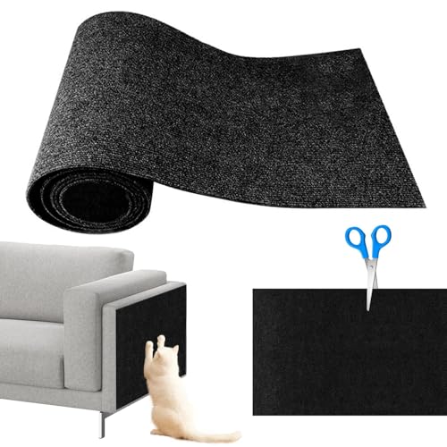 Shujin Kratzmatte Selbstklebend Kratzpads für Katzen,Kletter-Katzenkratzer,DIY Zuschneidbare Katzenkratzmatte,Kratzbretter Katze Wand,Kratzschutz Für Schützt Teppiche Sofa(Schwarz,L/40cmx200cm) von Shujin