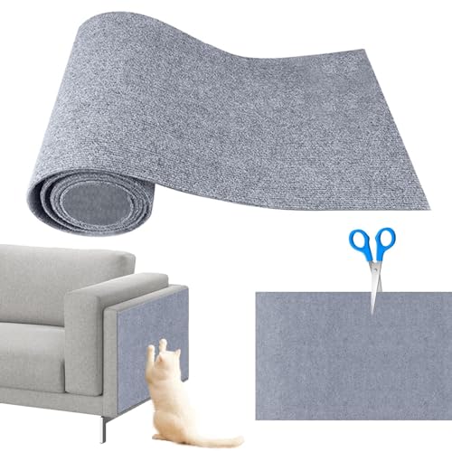 Shujin Selbstklebend Kratzteppich Katze Wand,Kratzmatte Katzen,DIY Trimmbarer Teppich Matte Pad Katzenkratzbretter,Kratzschutz Katzenkratzmatte für Teppiche Sofa Möbelschutz(Hellgrau,M/30cmx100cm) von Shujin