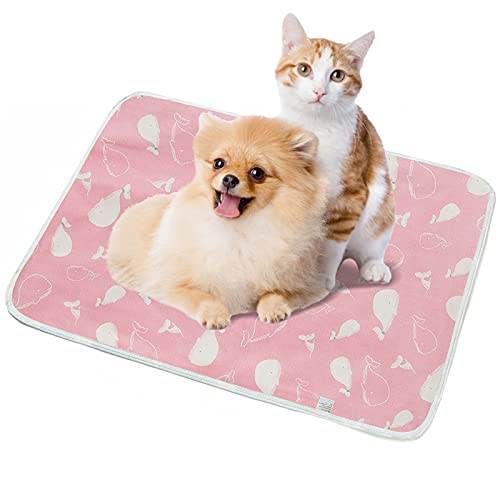 Shujin Trainingsunterlagen für Welpen Waschbare Pee Pad Saugfähig Wiederverwendbar Unterlage Urin Trainingsmatte weiche Haustierunterlage für Hunde und Katzen(Rosa Wal,35x45cm) von Shujin