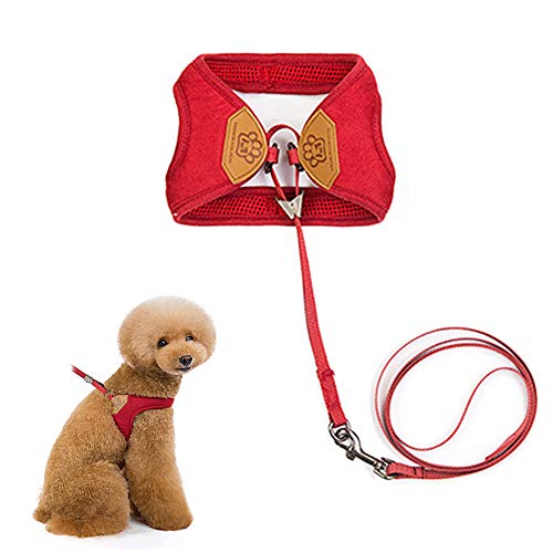 Hundegeschirr Hundegeschirr Kleine Hunde Hundeleine für kleine Hunde Verstellbarer Hundegeschirr Hundegeschirr und Bleisätze Kein Zuggurt für Hunde red,m von Shulishishop