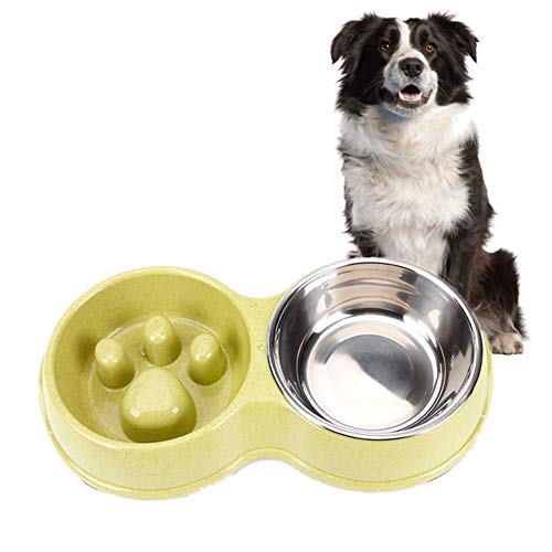 Katzen Napfset Hundenapf Anti Gulp Hundenapf Katzen Puzzle Feeder Hundenäpfe, um das Essen zu verlangsamen Slow Feeder Welpenschale Rosa Hundenapf Green von Shulishishop