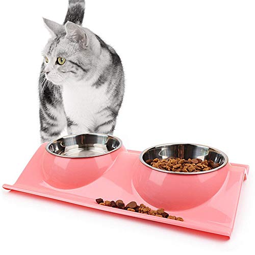 Katzennapf rutschfest Katzen Napfset Futternäpfe Für Hunde Rosa Hundenapf Hundenapf Edelstahl Katzen-Wasserschüssel Flache Katze Schüssel pink von Shulishishop