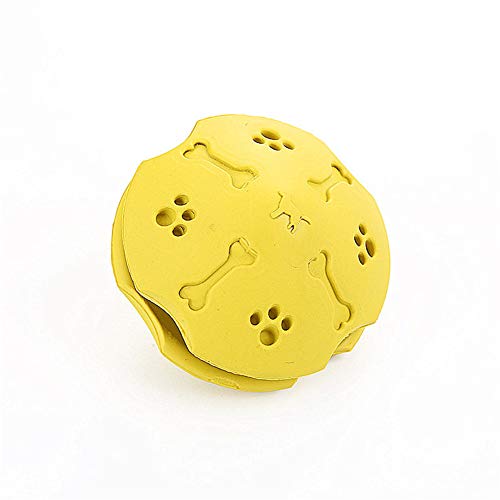 Shulishishop Haustier Spielzeug Hunde Kauspielzeug Hund behandeln Spielzeug Hundeball Für mittelgroße Hunde Spender Pet Feeder Ball Gummiball Weiche Kauspielzeuge Shell-Yellow von Shulishishop