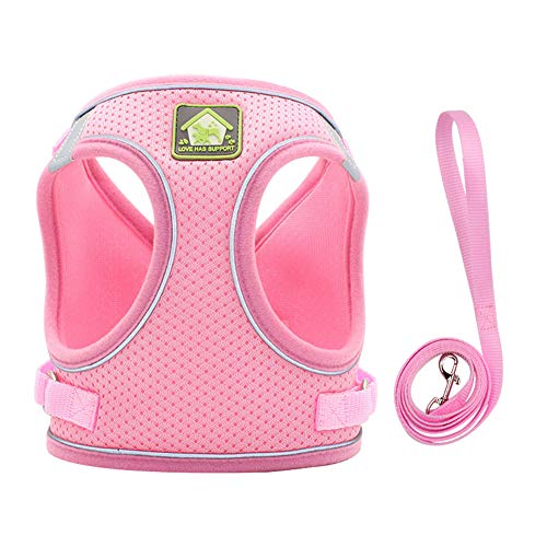 Shulishishop Hunde Leine Hundegeschirr Kein Zuggurt für Hunde Kleine Hundegeschirre Verstellbarer Hundegeschirr Mops Rettungsgeschirr Hundegeschirr und Bleisätze XS,pink von Shulishishop