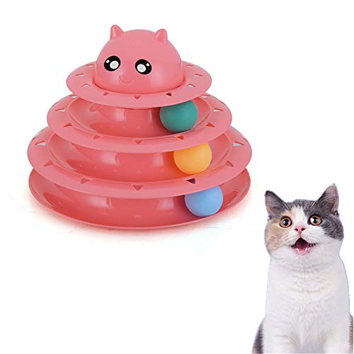 Shulishishop Katzen Spielsachen Haustier Spielzeug Cat Interactive Roller Toy Pet Interactive Fun Roller Katzenjäger-Ball Anti-Rutsch-Katzenspielzeug pink von Shulishishop