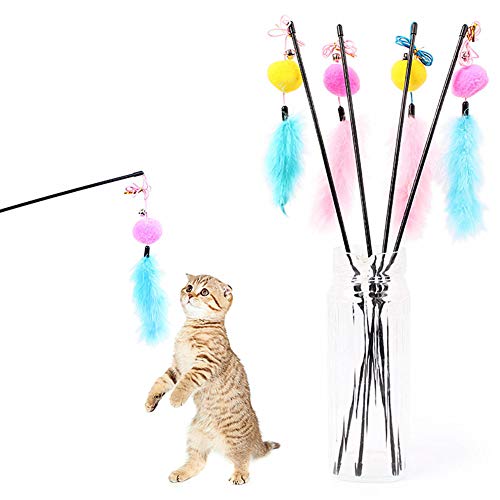 Shulishishop katzenangel cat Toy Katzenfederspielzeug Katzen Zauberstab Spielzeug Katzenstab Katzen Angelruten Spielzeug Katzenspielzeugstock a von Shulishishop