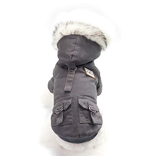 ShuoBeiter Haustier Kleidung Welpen Baumwolle Mantel Jacke Hunde Kleidung Herbst Winter warme Kleidung Hund Katze Bekleidung Dogs Clothes (L, Grau) von ShuoBeiter