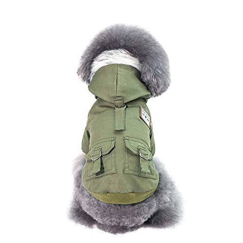 ShuoBeiter Haustier Kleidung Welpen Baumwolle Mantel Jacke Hunde Kleidung Herbst Winter warme Kleidung Hund Katze Bekleidung Dogs Clothes (L, Grün) von ShuoBeiter