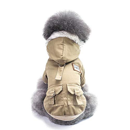 ShuoBeiter Haustier Kleidung Welpen Baumwolle Mantel Jacke Hunde Kleidung Herbst Winter warme Kleidung Hund Katze Bekleidung Dogs Clothes (M, Khaki) von ShuoBeiter