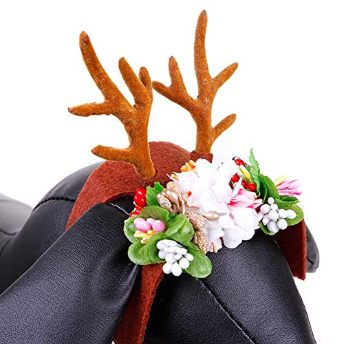 ShuoBeiter Hund Stirnband Hund Zubehör Weihnachten Hörner Stirnband Halloween Ostern Party Hüte Kostüm Cosplay für Katze Hund Einstellbare Flexible Blume Kopfschmuck Dog Headband (M, Elchgeweihe) von ShuoBeiter