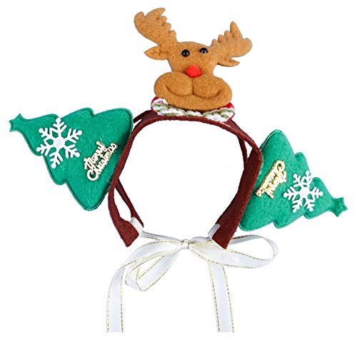 ShuoBeiter Hund Stirnband Hund Zubehör Weihnachten Stirnband Halloween Ostern Party Hüte Kostüm Cosplay für Katze Hund Einstellbare Flexible Kopfschmuck Dog Headband (M, Green Deer) von ShuoBeiter