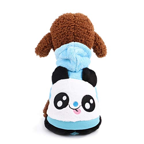 ShuoBeiter Kapuzen-Hundemantel Bekleidung kleine Hunde Karikatur Design Haustier Kostüm Dog Clothes Kleider Hundebekleidung bezaubernd Jacke Mantel Hoodies (L, Blau Panda) von ShuoBeiter