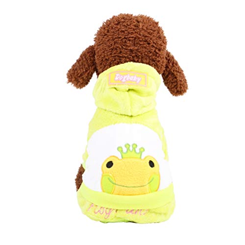 ShuoBeiter Kapuzen-Hundemantel Bekleidung kleine Hunde Karikatur Design Haustier Kostüm Dog Clothes Kleider Hundebekleidung bezaubernd Jacke Mantel Hoodies (L, Gelb Frosch) von ShuoBeiter