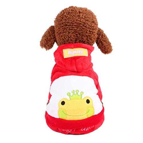 ShuoBeiter Kapuzen-Hundemantel Bekleidung kleine Hunde Karikatur Design Haustier Kostüm Dog Clothes Kleider Hundebekleidung bezaubernd Jacke Mantel Hoodies (L, Rot Frosch) von ShuoBeiter