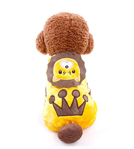 ShuoBeiter Kapuzen-Hundemantel Bekleidung kleine Hunde Karikatur Design Haustier Kostüm Dog Clothes Kleider Hundebekleidung bezaubernd Jacke Mantel Hoodies (M, Gelb) von ShuoBeiter