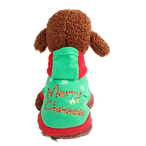 ShuoBeiter Pet Costumes Herbst T-Shirts Hunde Kleidung Frohe Weihnachten Baum Muster Kleidung Baumwolle Hoodie für Katze Kleiner Hund Dogs Clothes (XL, Grün) von ShuoBeiter