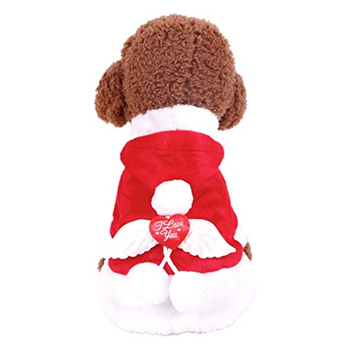 ShuoBeiter Pet Costumes Herbst Winter Kleid Hunde Kleidung Merry Christmas Angel Wings Kleidung für Katze Kleiner Hund Dogs Clothes (L, Rot) von ShuoBeiter