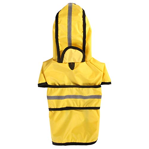 Welpen Regenmantel Hundejacke wasserdichte leichte Süßigkeit Farben Regen Mantel im Freien Regenkleidung mit Kapuze Poncho Haustier Regenmantel Raincoat (L, Gelb) von ShuoBeiter