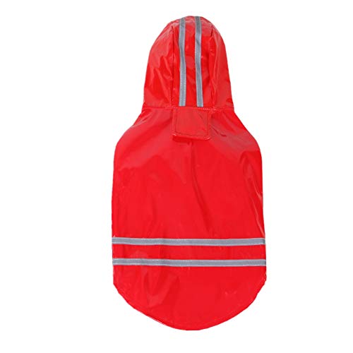 Welpen Regenmantel Hundejacke wasserdichte leichte Süßigkeit Farben Regen Mantel im Freien Regenkleidung mit Kapuze Poncho Haustier Regenmantel Raincoat (L, Rot) von ShuoBeiter