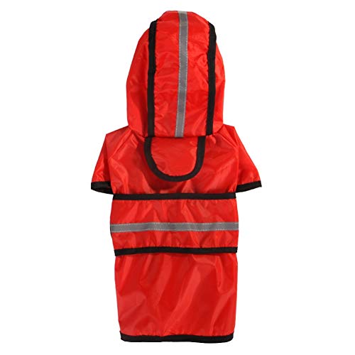 Welpen Regenmantel Hundejacke wasserdichte leichte Süßigkeit Farben Regen Mantel im Freien Regenkleidung mit Kapuze Poncho Haustier Regenmantel Raincoat (M, Rot) von ShuoBeiter