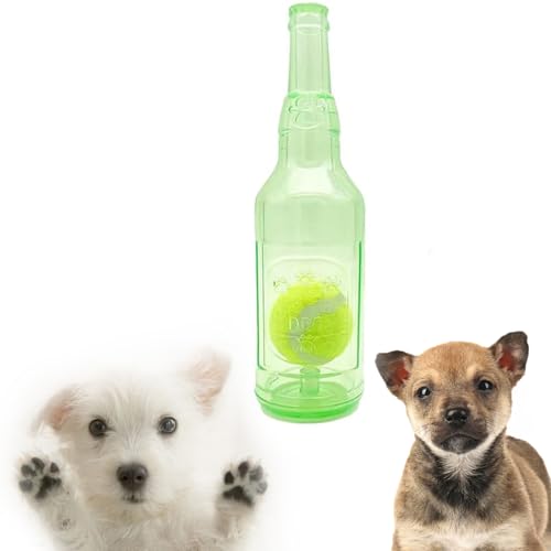 Shupiquant Beer Bottle with Tennis Ball Dog Chew Toy, Pet Chew Beer Bottle with Tennis Ball, Squeaky Dog Toys for Aggressive Chewers (Green L) von Shupiquant