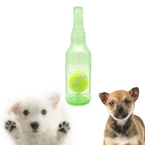 Shupiquant Beer Bottle with Tennis Ball Dog Chew Toy, Pet Chew Beer Bottle with Tennis Ball, Squeaky Dog Toys for Aggressive Chewers (Green S) von Shupiquant