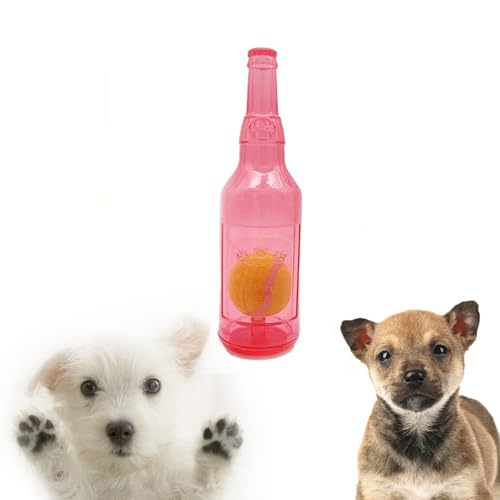 Shupiquant Beer Bottle with Tennis Ball Dog Chew Toy, Pet Chew Beer Bottle with Tennis Ball, Squeaky Dog Toys for Aggressive Chewers (PINK S) von Shupiquant