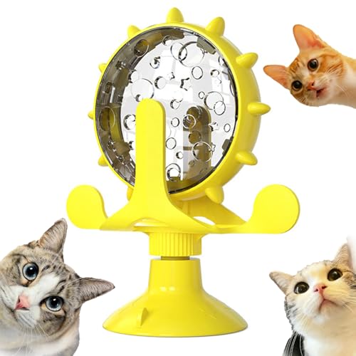 Shupiquant Lallypet Food Spinning Windmill, 2025 New 360° Rotating Windmill Treat Dispenser, Interactive Cat Dog Toy with Suction Cup (Yellow) von Shupiquant